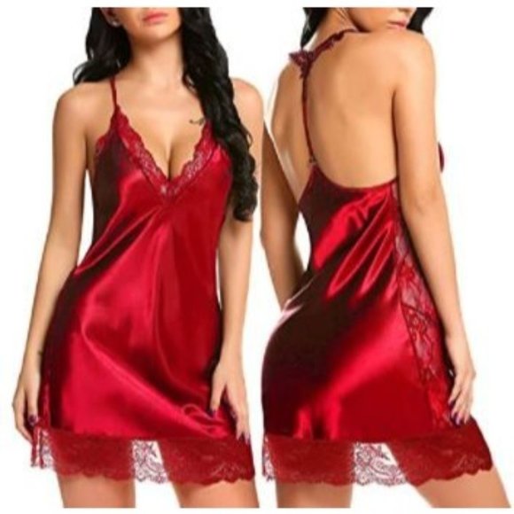 𝅺SIZE Small thru 4X - Valentine Red Satin Chemise - Picture 2 of 4